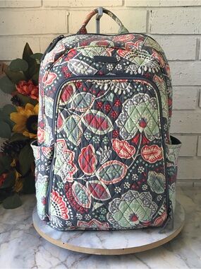Vera Bradley Nomadic Backpack Laptop Pocket Green Blue Floral